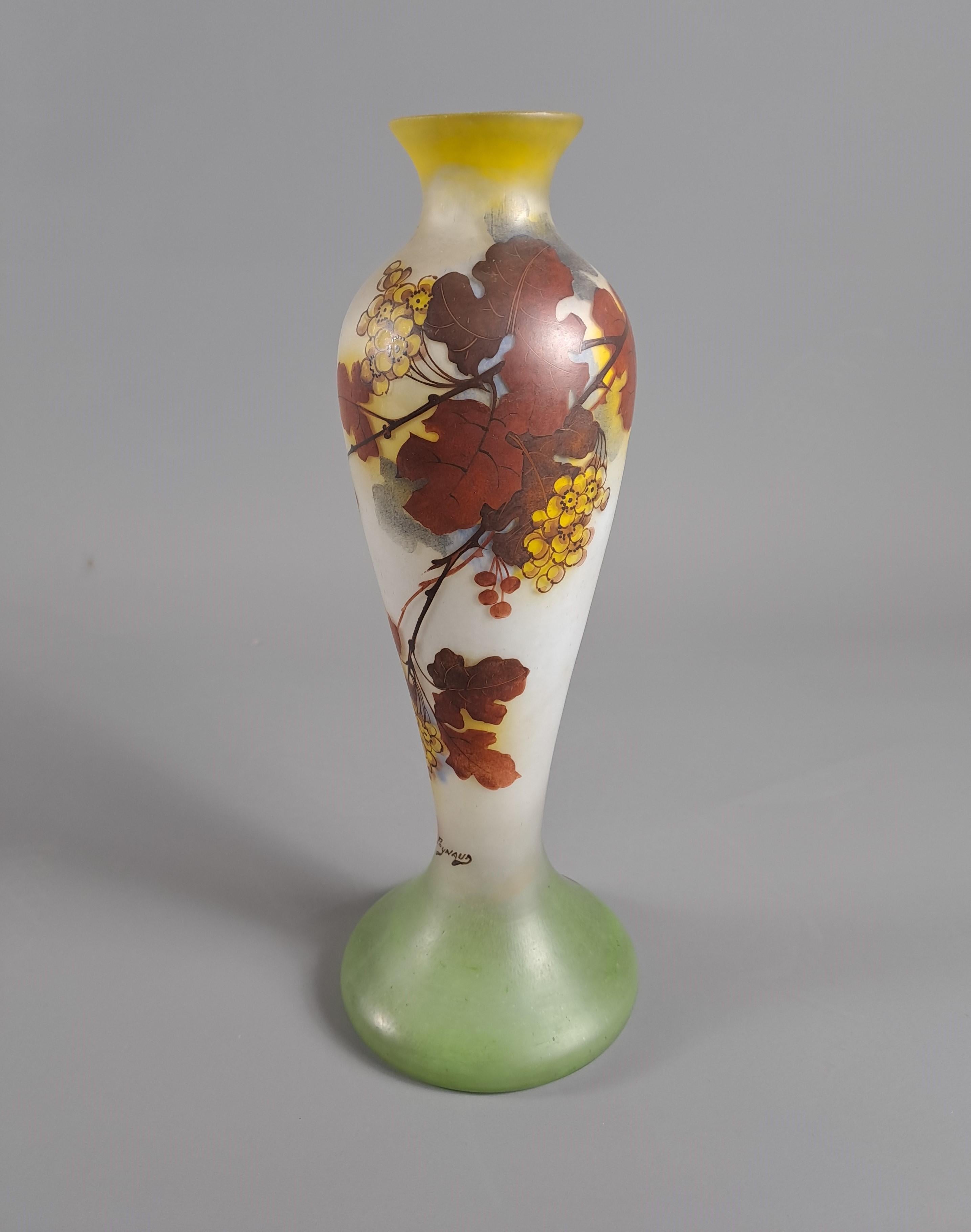 Vetro Vaso Art Decor con rami di vite di Sauternes firmato Jean Simon Peynau in vendita