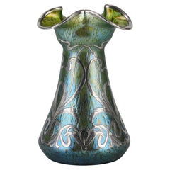 Art Nouveau Vase Entitled "Silvered Papillon Vase" by Loetz Witwe, circa 1900