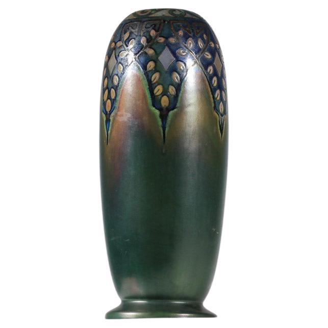 Art Nouveau vase from the Montières factory, iridescent cloisonné finish