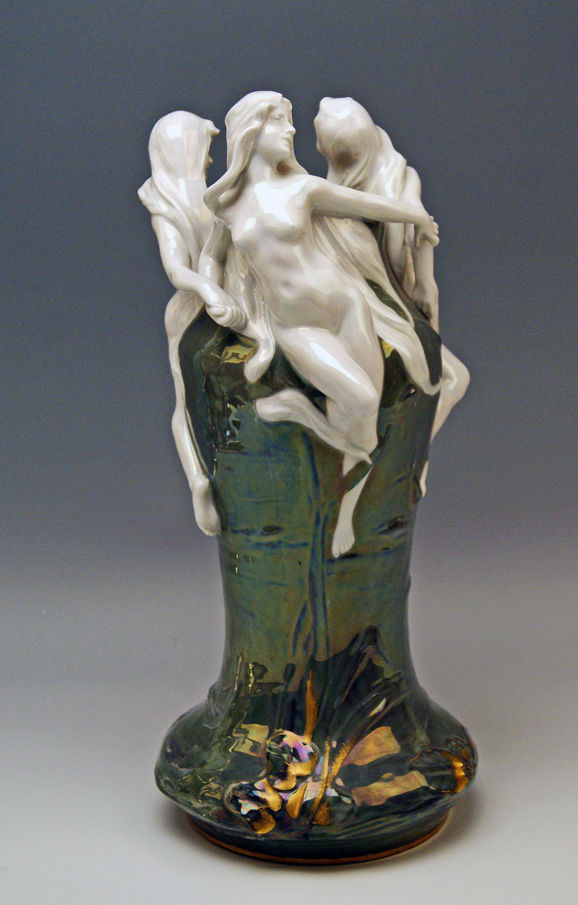 Glazed Art Nouveau Vase Germany Bauer Rosenthal & Co. KG Kronach Adolf Oppel