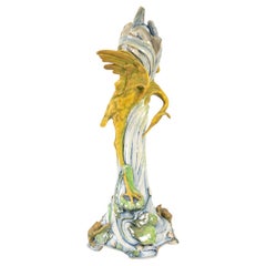 Vintage Art Nouveau vase in Barbotine, circa 1900.