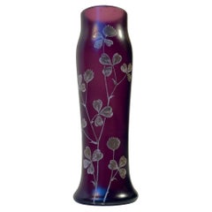 Art Nouveau Vase in Deep Purple Hand-Painted Glass, Kralik Poschinger inStyle