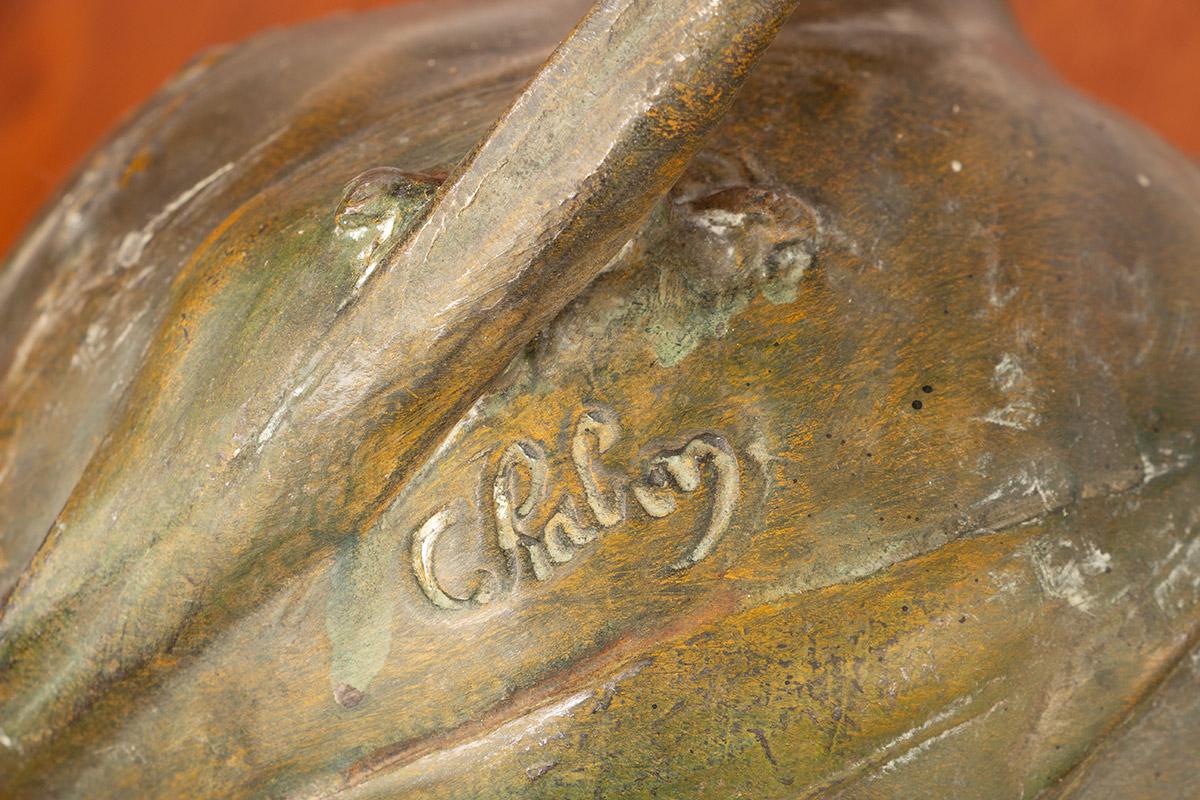 Art Nouveau vase in solid pewter with bronze patina by Louis Chalon 1910. For Sale 12