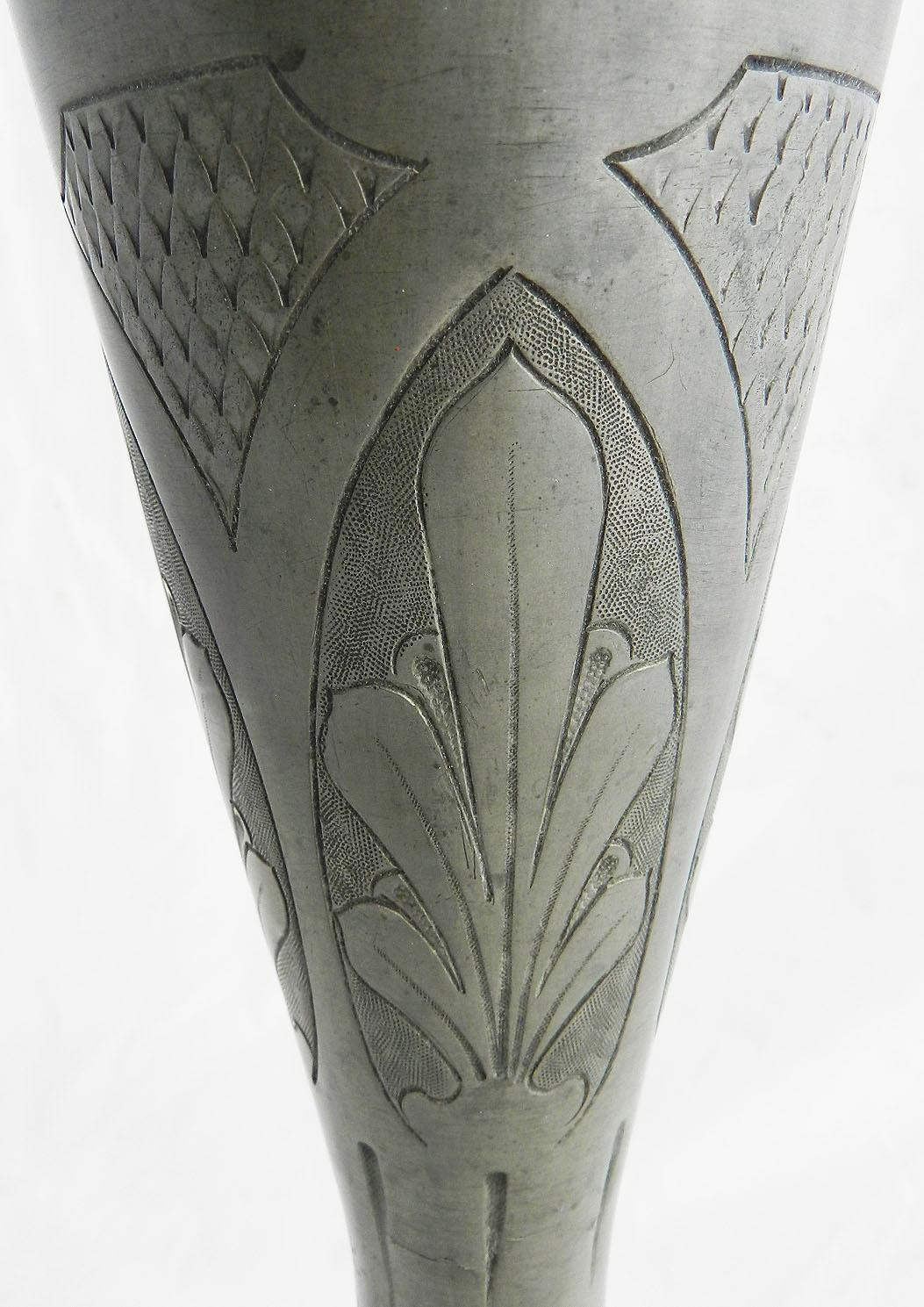 Art Nouveau Vase Pewter Signed A Villien Monumental Belle Epoque, circa 1900 For Sale 4