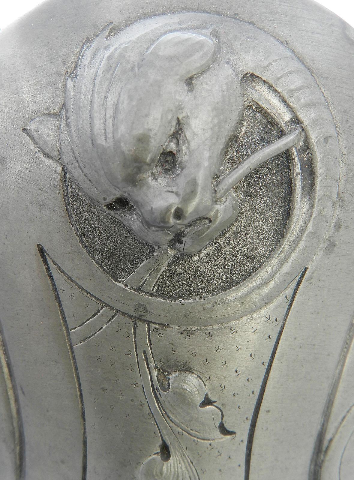 French Art Nouveau Vase Pewter Signed A Villien Monumental Belle Epoque, circa 1900 For Sale