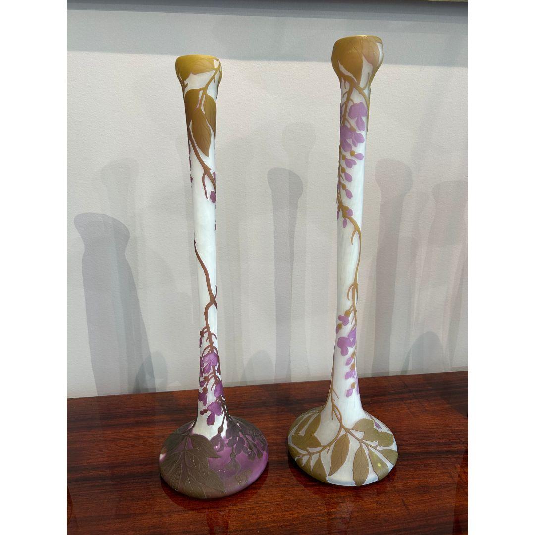 Vetro Vaso Art Nouveau, firmato LeGras, 1900 in vendita