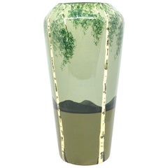 Art Nouveau Vase with Birch Trees Landscape, German, 1910s