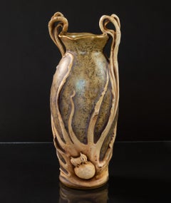 Art Nouveau Vase with Cuttlefish & Hermit Crab by RStK Amphora