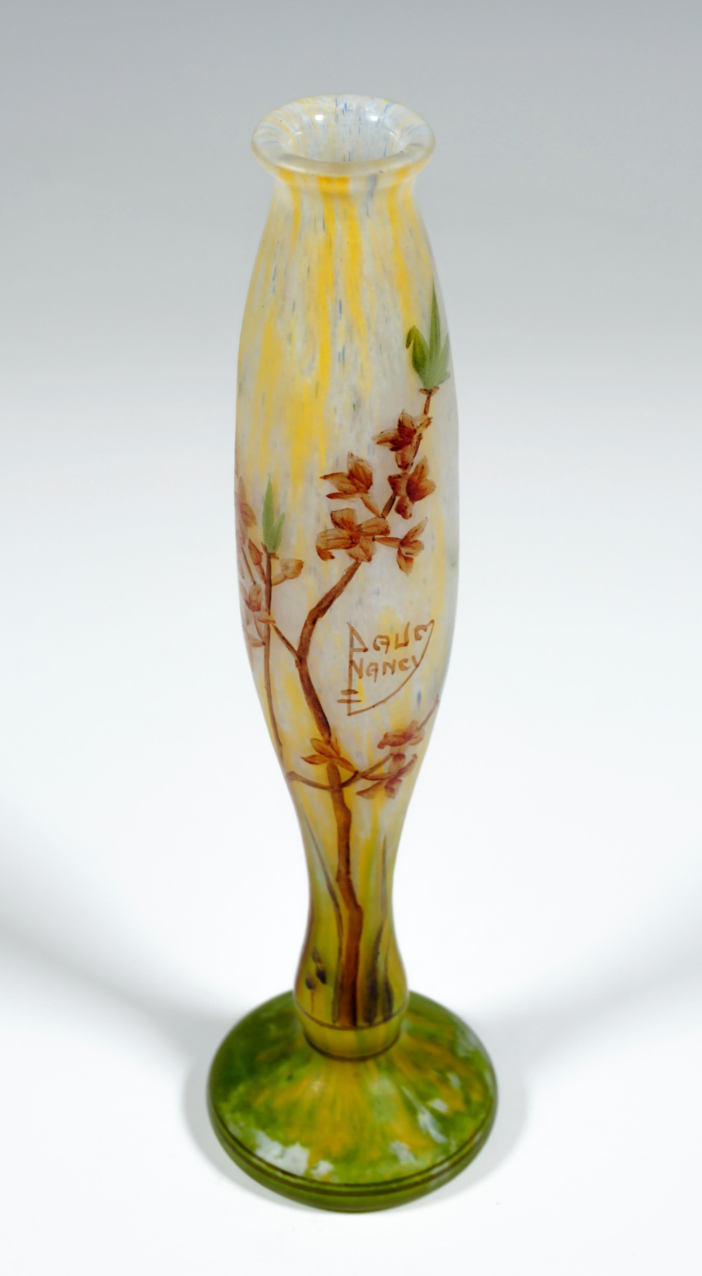Art Nouveau Vase with Delicate Flower Branches Decor, Daum Nancy, France, c 1900 In Good Condition In Vienna, AT