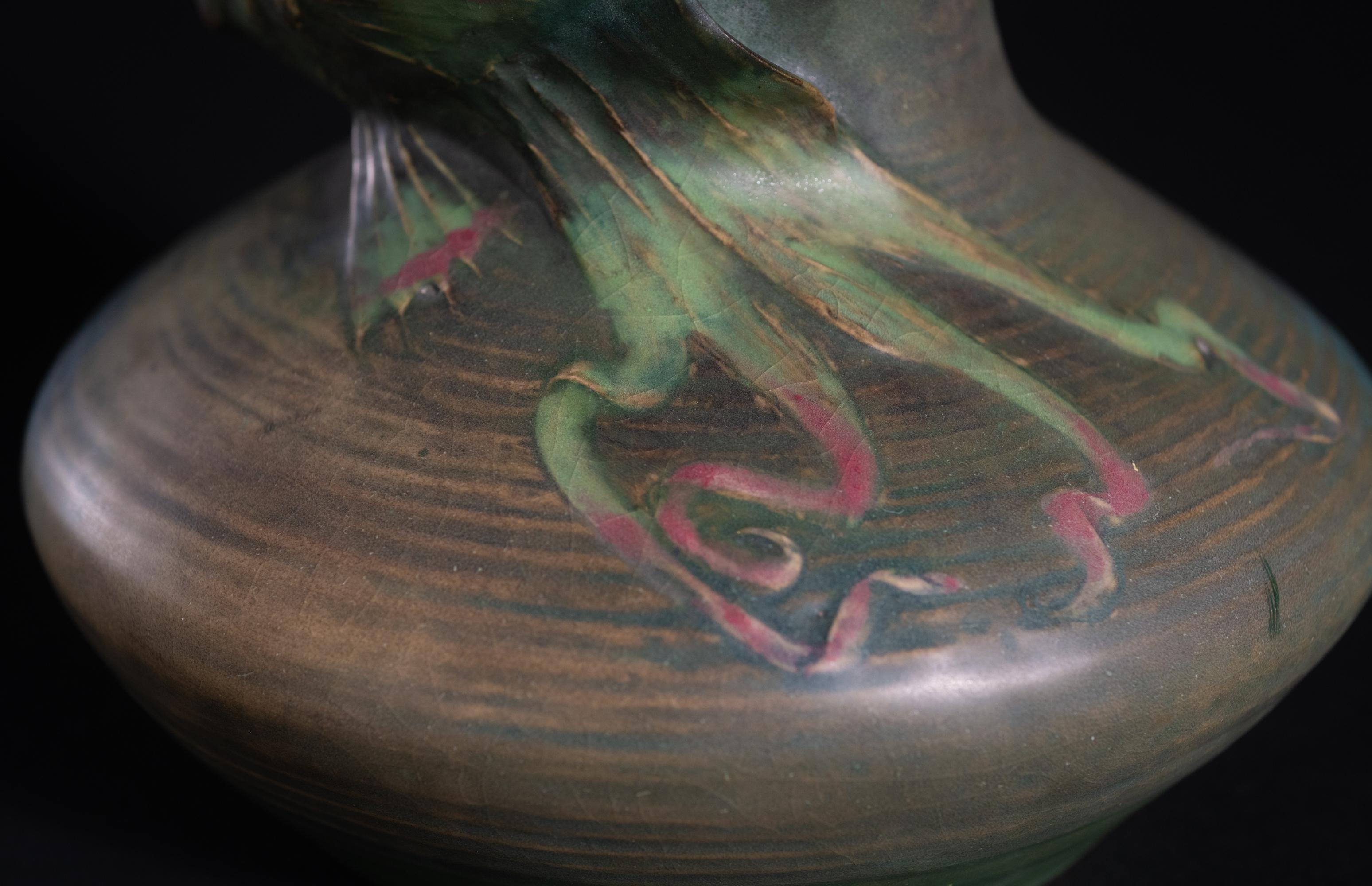 Art Nouveau Vase with Exotic Fish by Eduard Stellmacher for RStK Amphora For Sale 6