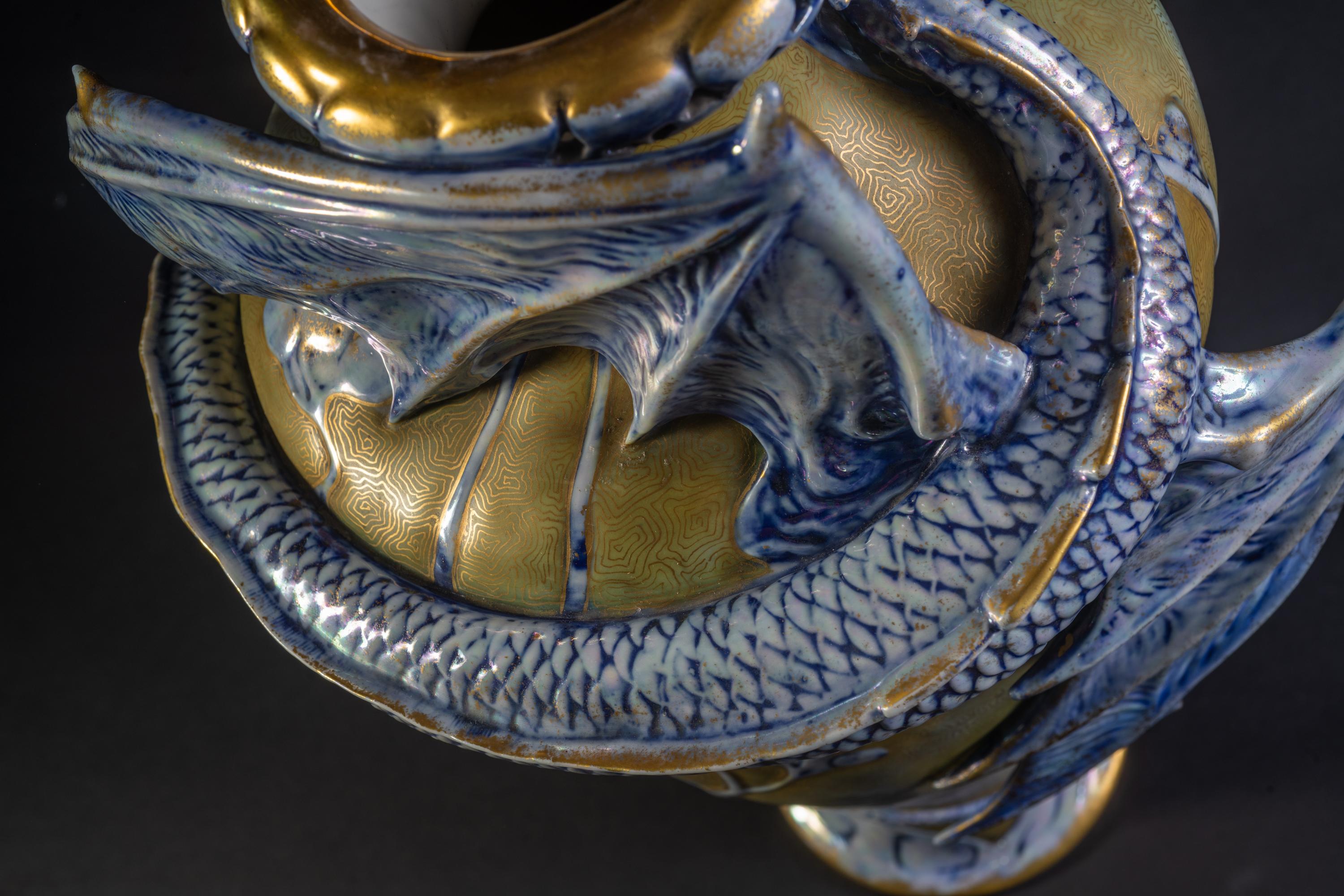 Vaso Art Nouveau con drago infuocato di Stellmacher & Dachsel per RStK Amphora in vendita 6