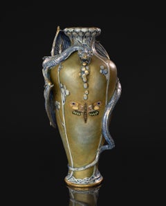 Art Nouveau Vase with Fiery Dragon by Stellmacher & Dachsel for RStK Amphora