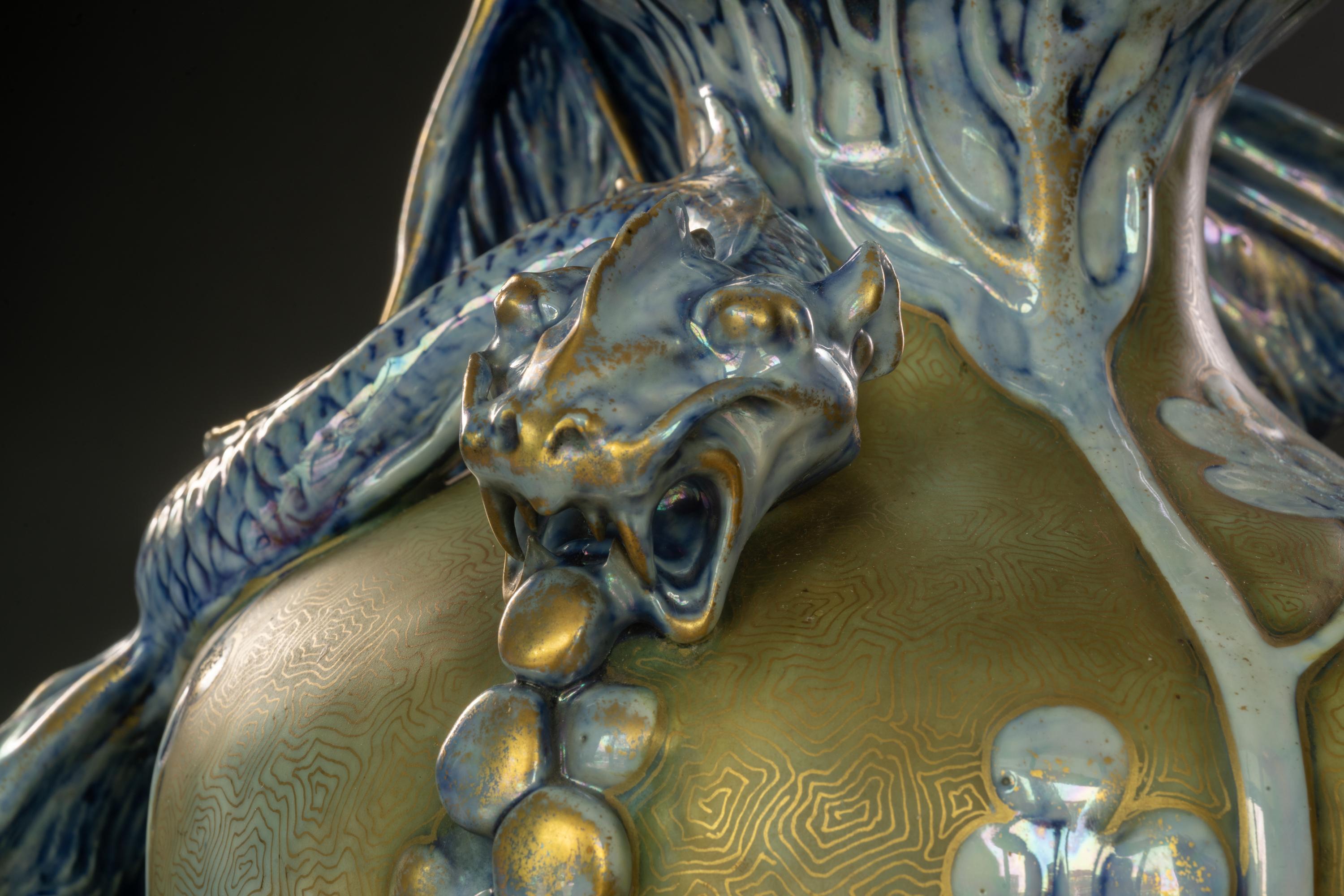 Vaso Art Nouveau con drago infuocato di Stellmacher & Dachsel per RStK Amphora in vendita 2