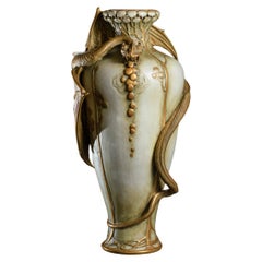 Art Nouveau Vase with Fiery Dragon by Stellmacher & Dachsel for RStK Amphora