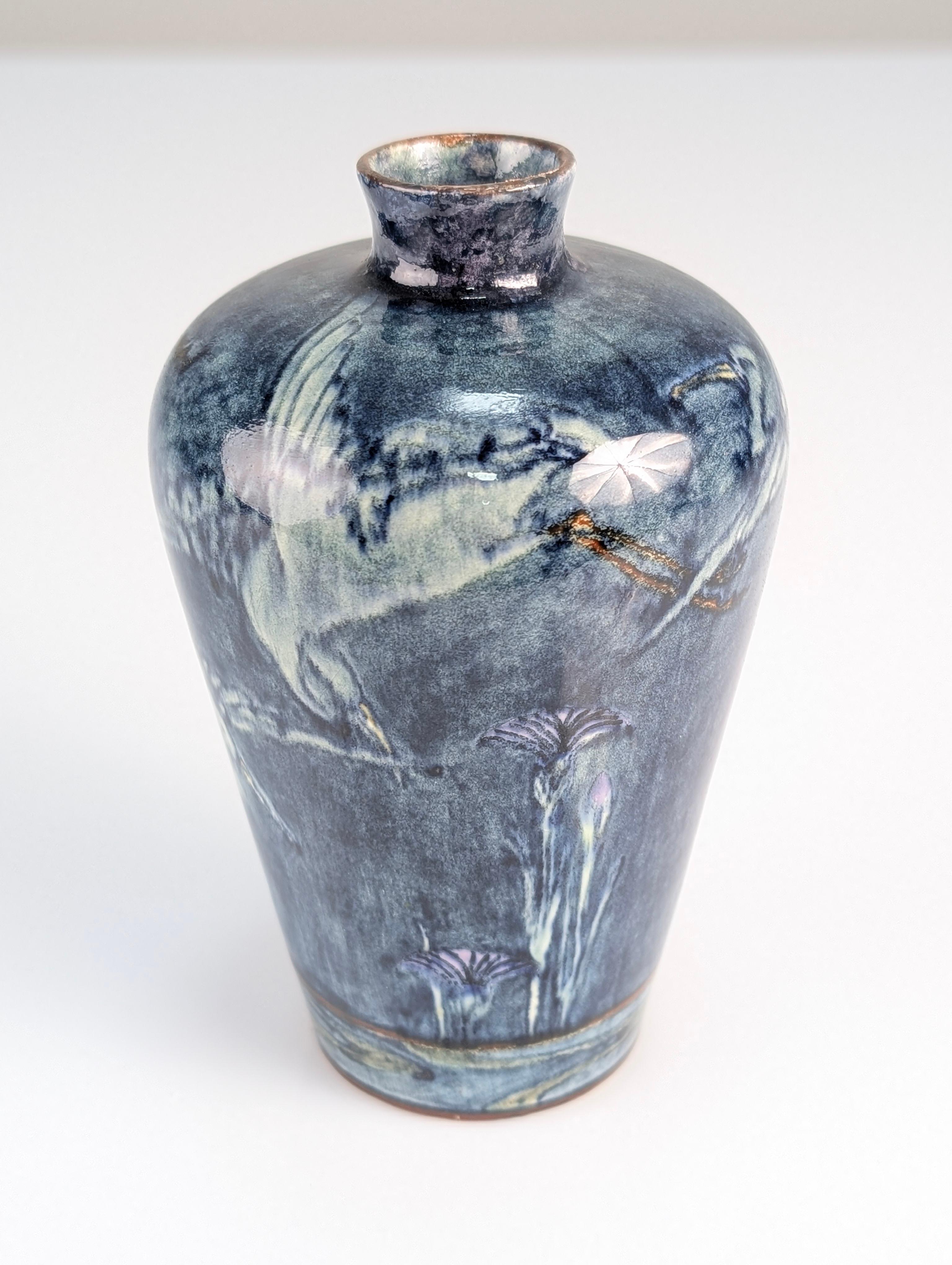 Vaso in stile Art Nouveau con aironi e fiori, J.W. Heron Mijnlieff, Olanda Utrecht 1900 in vendita 4