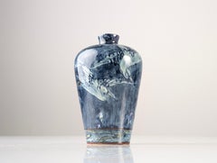 Art Nouveau Vase with Herons and Flowers, J.W. Mijnlieff, Holland Utrecht 1900s