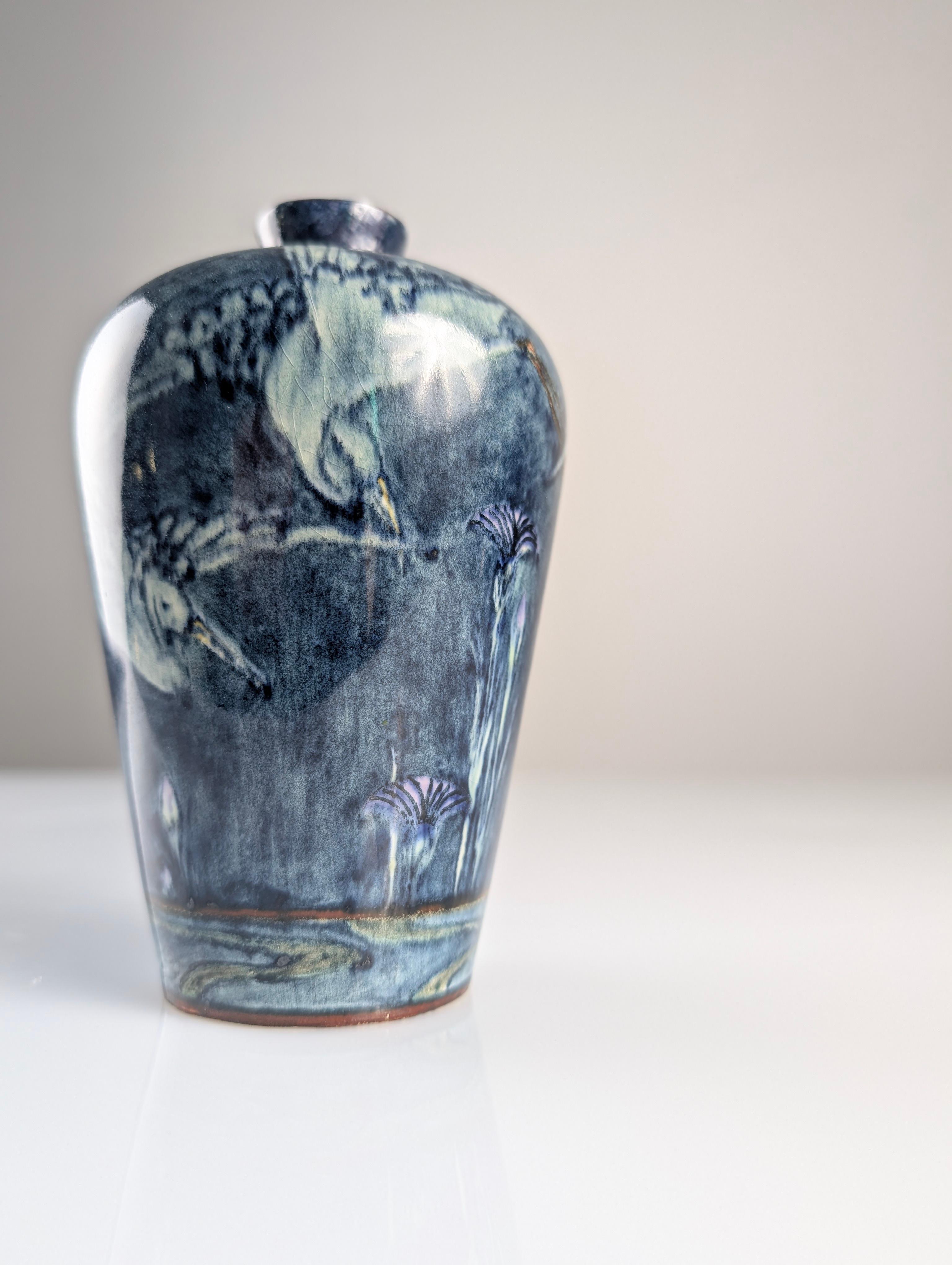 Vaso in stile Art Nouveau con aironi e fiori, J.W. Heron Mijnlieff, Olanda Utrecht 1900 in vendita 1