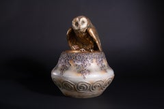 Art Nouveau Vase with Owl by Eduard Stellmacher for RStK Amphora