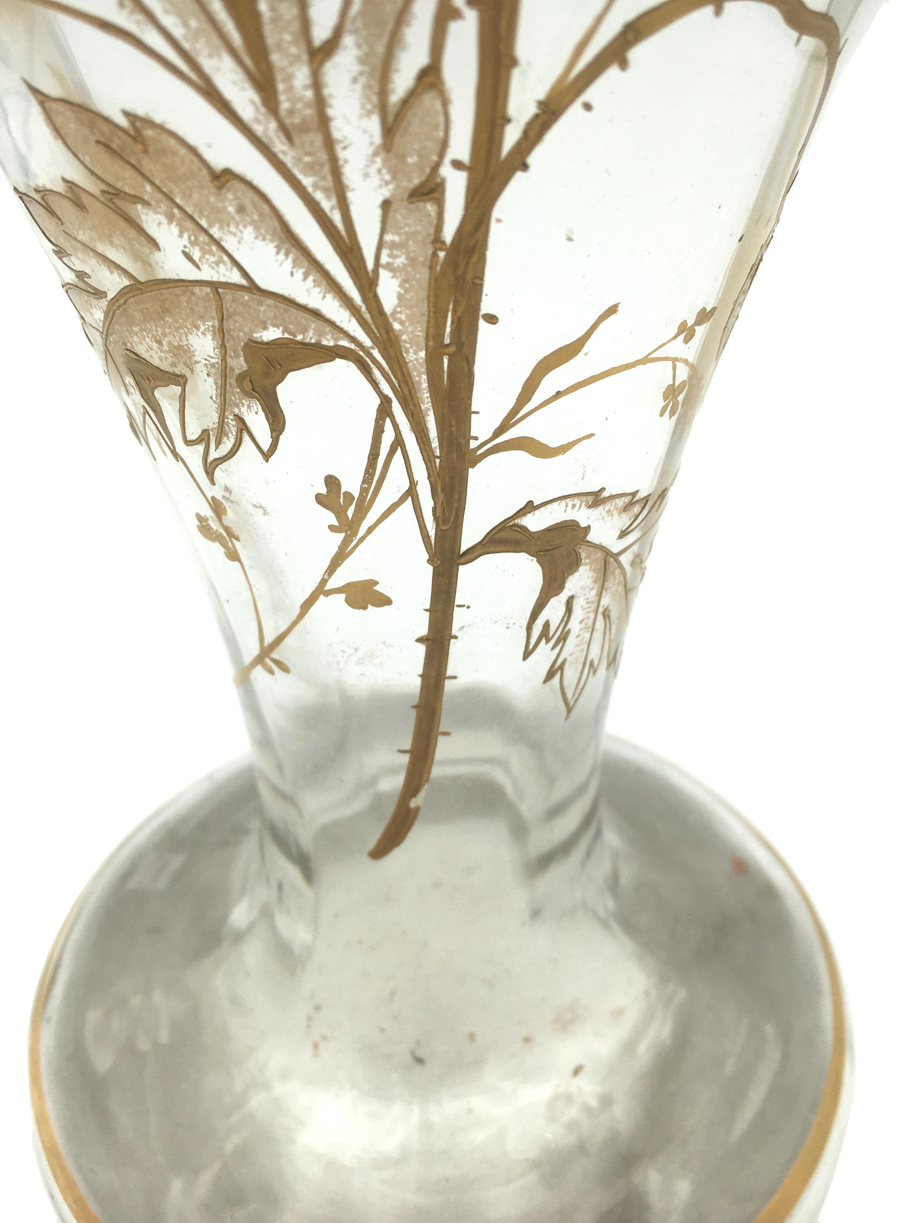 Art Nouveau Vase with Painted Guilt Decoration of Poppies and Butterfly 3
