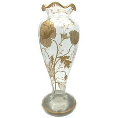 Art Nouveau Vase with Painted Guilt Decoration of Poppies and Butterfly