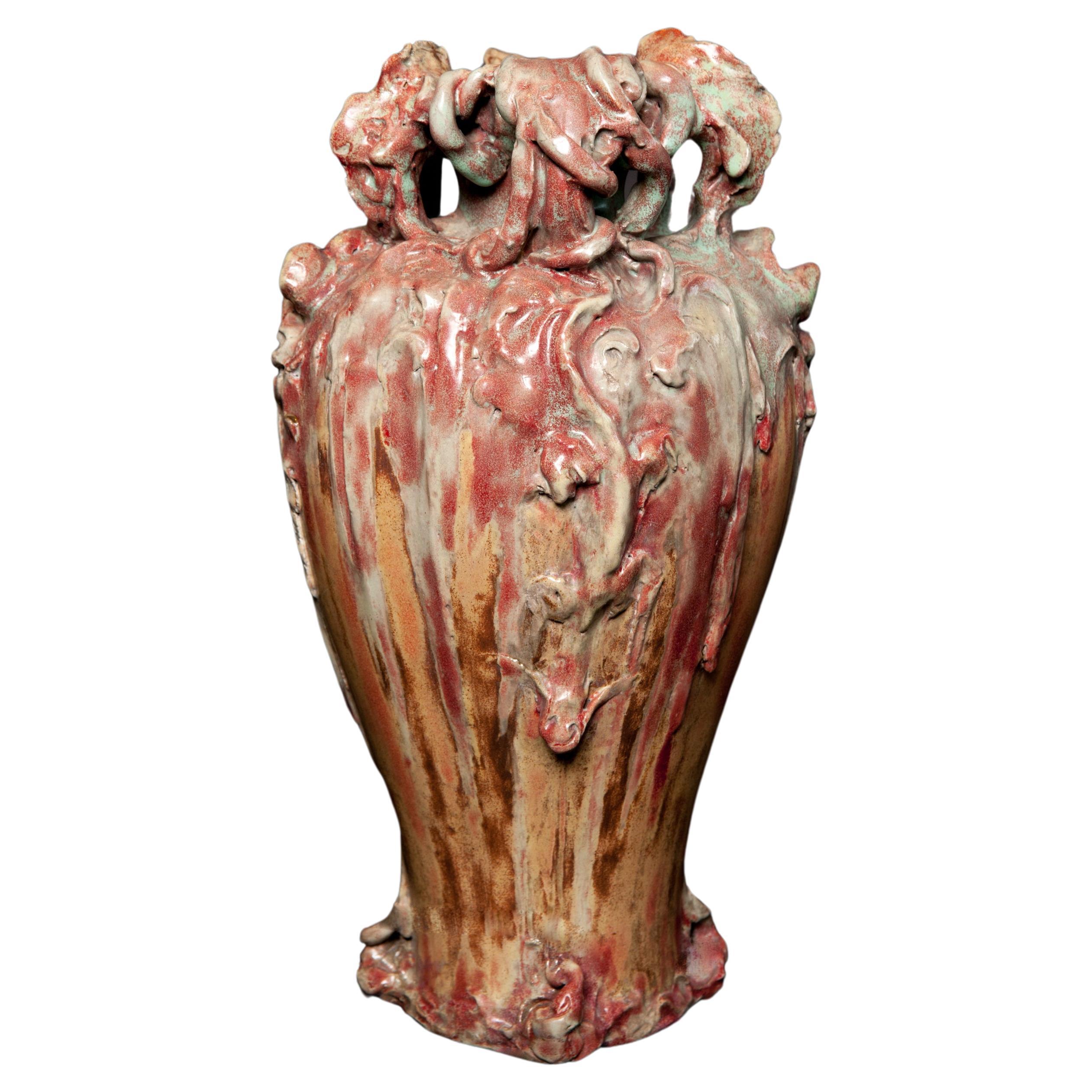 Art Nouveau Vase with Salamanders, School of George Hoentschel For Sale