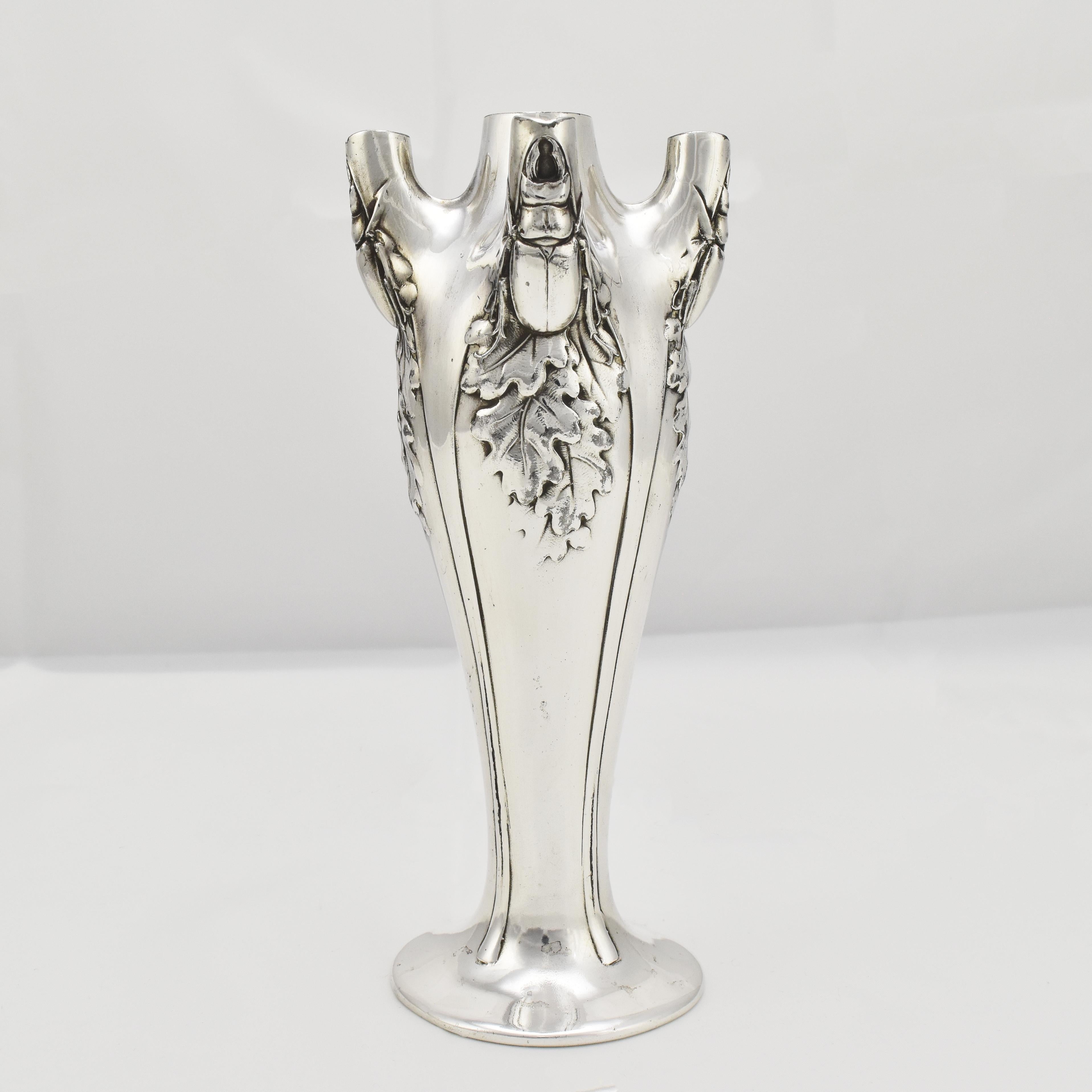 Art Nouveau Vase with Stag Beetles by Christofle Gallia Paris In Good Condition For Sale In Bad Säckingen, DE