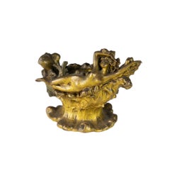 Jarrón Art Nouveau con Escultura de Mujer, Siglo XX