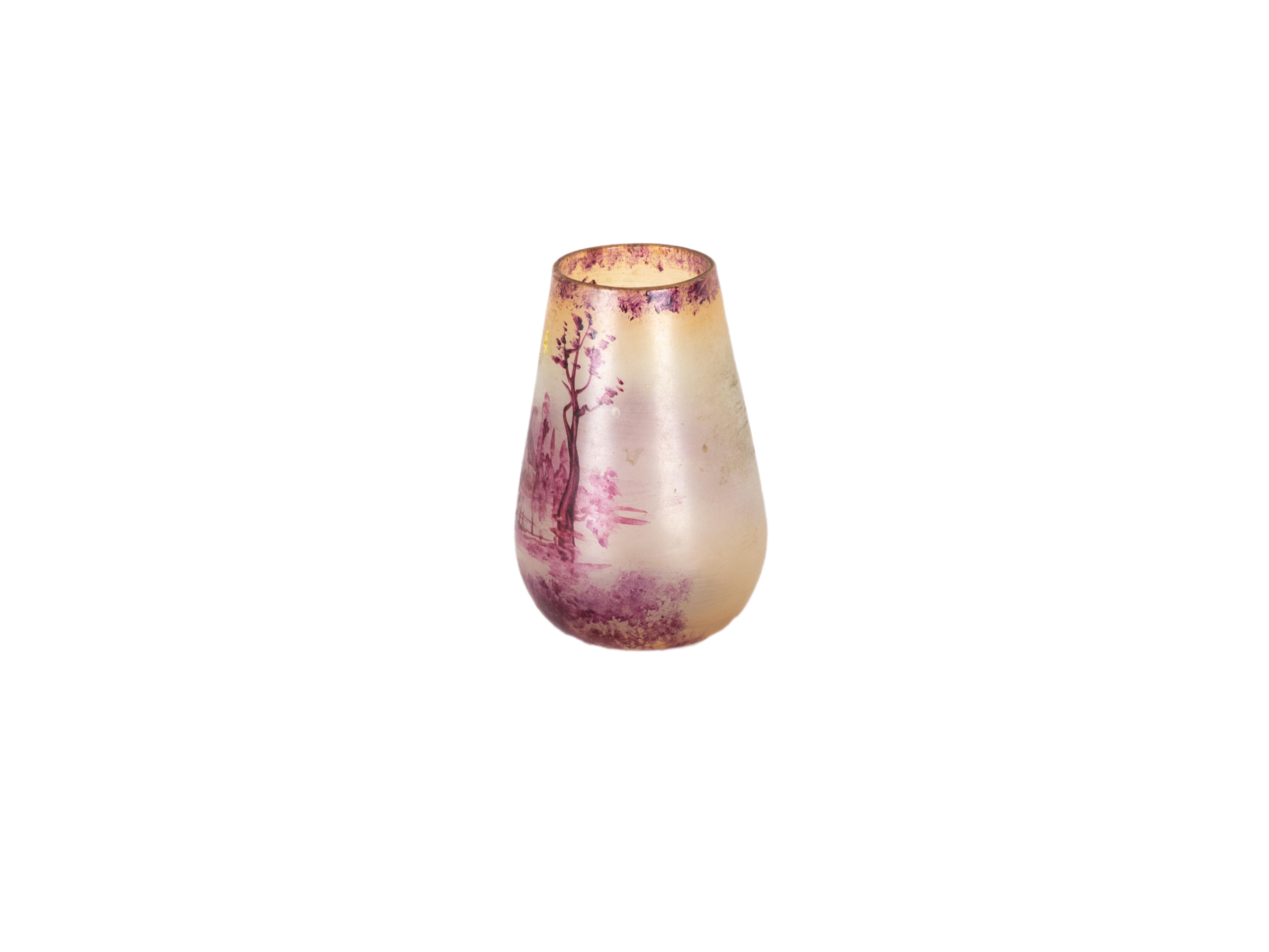 Art Nouveau Laignelet Pink Glass Vase, 20th Century In Good Condition For Sale In Lisbon, PT