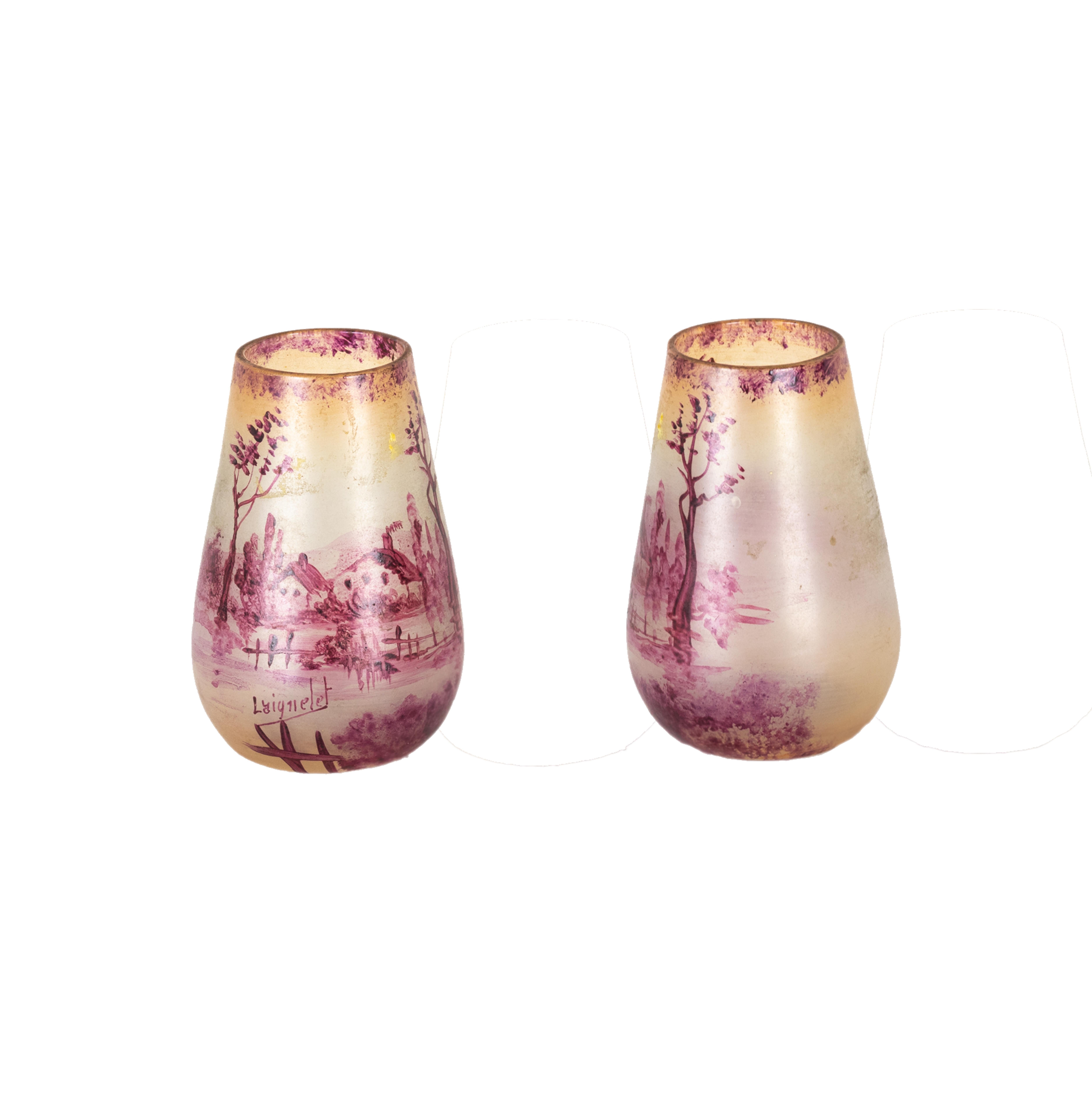 Art Nouveau Laignelet Pink Glass Vase, 20th Century For Sale 1