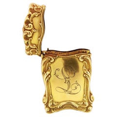 Art Nouveau Vespa Matchbox Holder 14K Yellow Gold 1890's