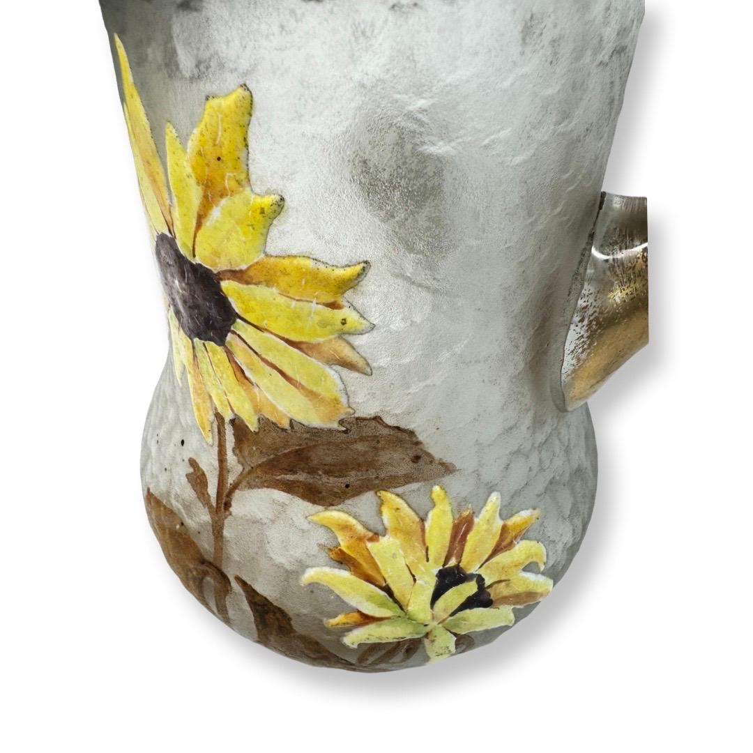 Jarra Art Nouveau Victor Saglier de vidrio esmerilado y baño de plata, S. XIX Francés en venta