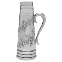 Jarra de agua victoriana Art nouveau de plata de ley fabricada en Londres en 1883