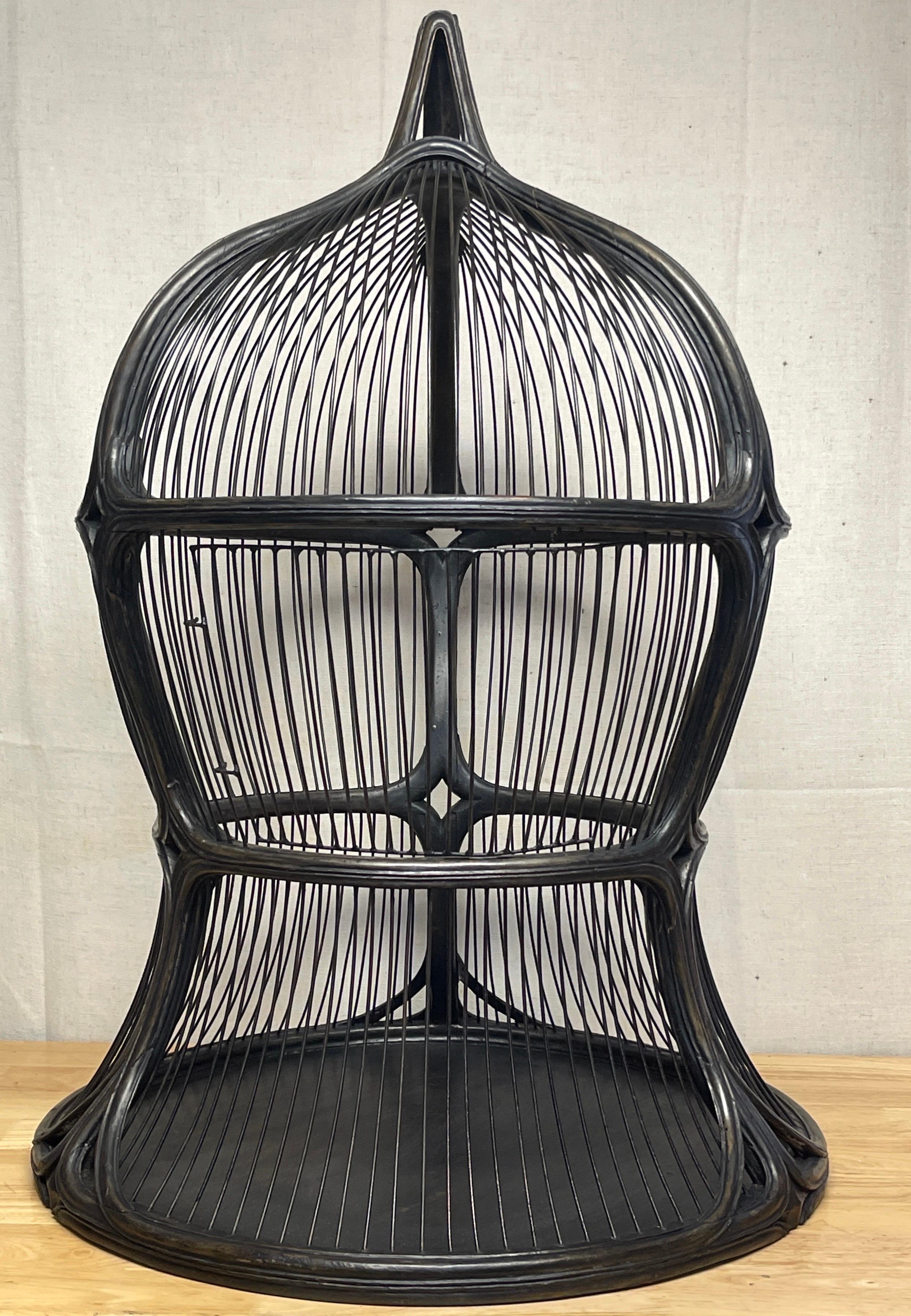 Gabbia per uccelli in legno ebanizzato e ferro di Art Nouveau / Vienna Secessionista, Batman Returns in vendita 9