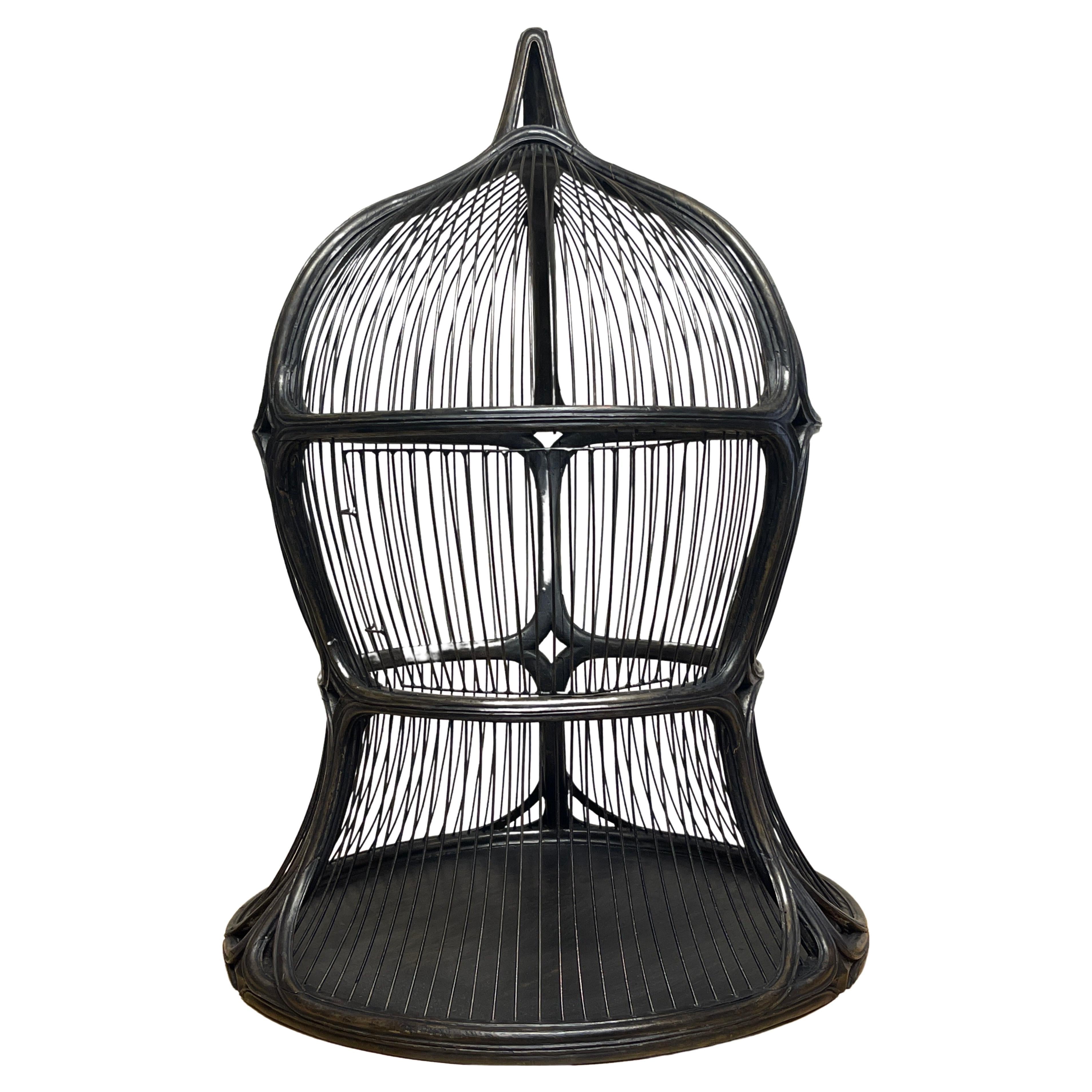 Art Nouveau / Vienna Secessionist Ebonized Wood & Iron Bird Cage, Batman Returns