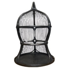 Art Nouveau / Vienna Secessionist Ebonized Wood & Iron Bird Cage, Batman Returns