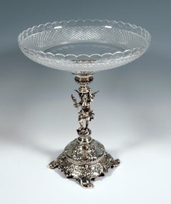 Art Nouveau Vienna Silver Centerpiece with Cupid as a Bowl Carrier, Around 1900
