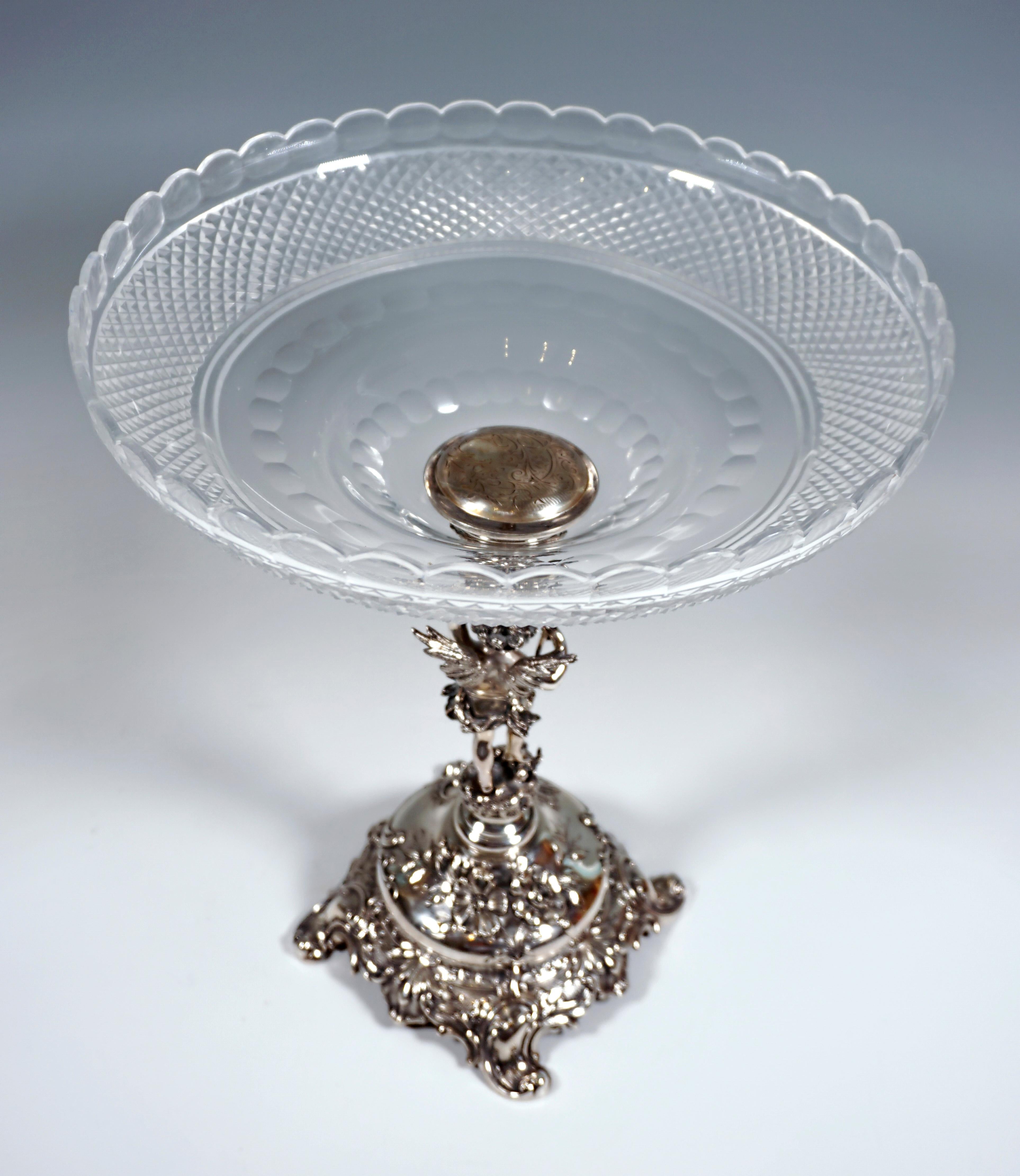 English Art Nouveau Vienna Silver Centerpiece with Cupid as a Bowl Carrier, Around 1900