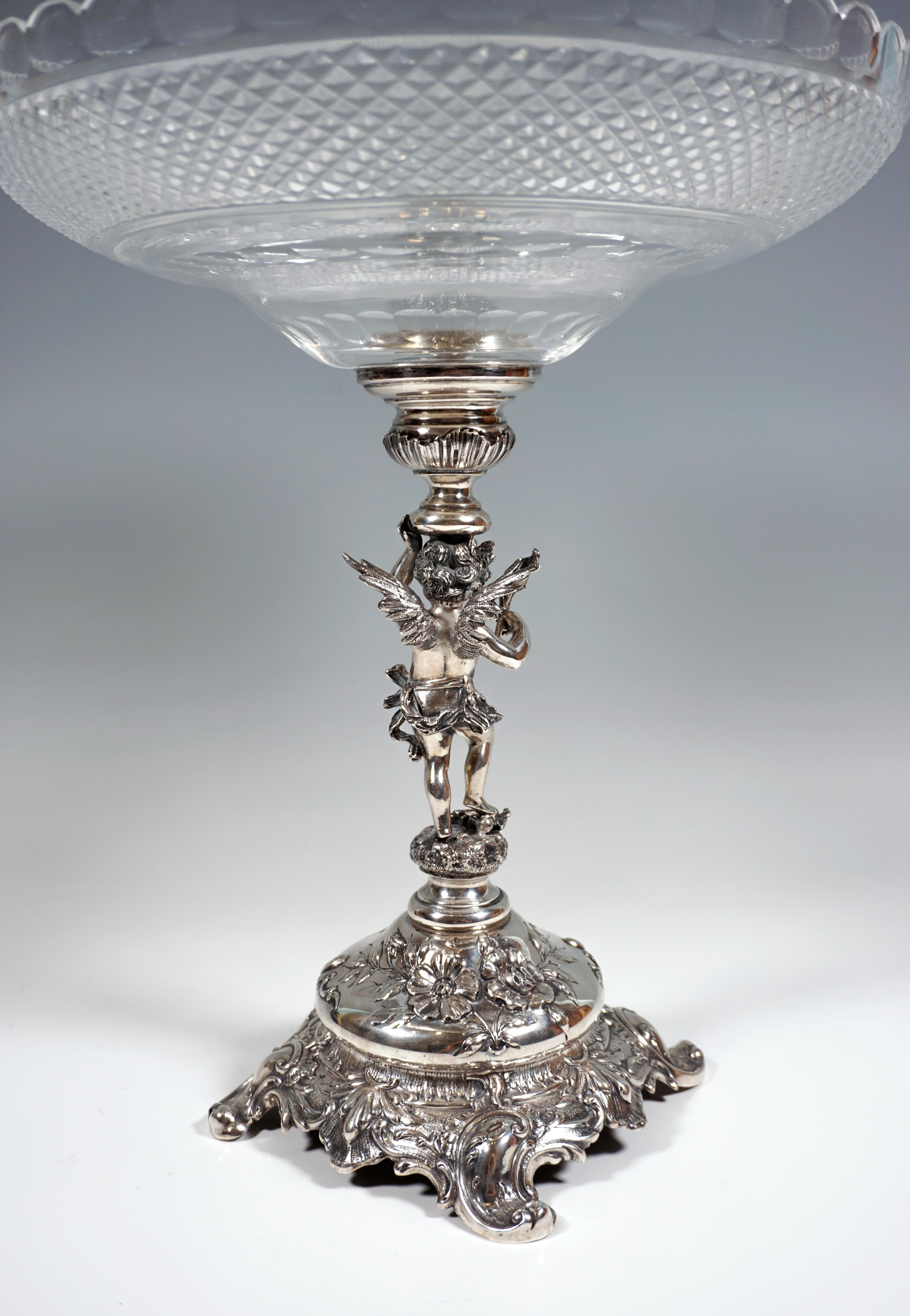 Early 20th Century Art Nouveau Vienna Silver Centerpiece with Cupid as a Bowl Carrier, Around 1900