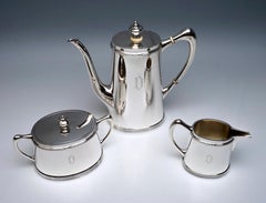 Juego de café vienés Art Nouveau de 4 piezas de plata, Vincenz Mayer's Sons, circa 1900