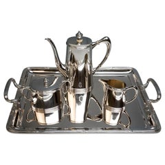 Antique Art Nouveau Viennese Silver 4-Piece Coffee Set, Vincenz Mayer's Sons, circa 1900