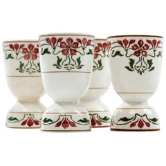 Art Nouveau Villeroy and Boch Saxony Poppy Porcelain Egg Cups