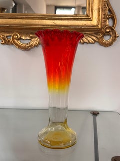Art Nouveau Vintage Amberina Glass Trumpet Vase, c. 1890–1910