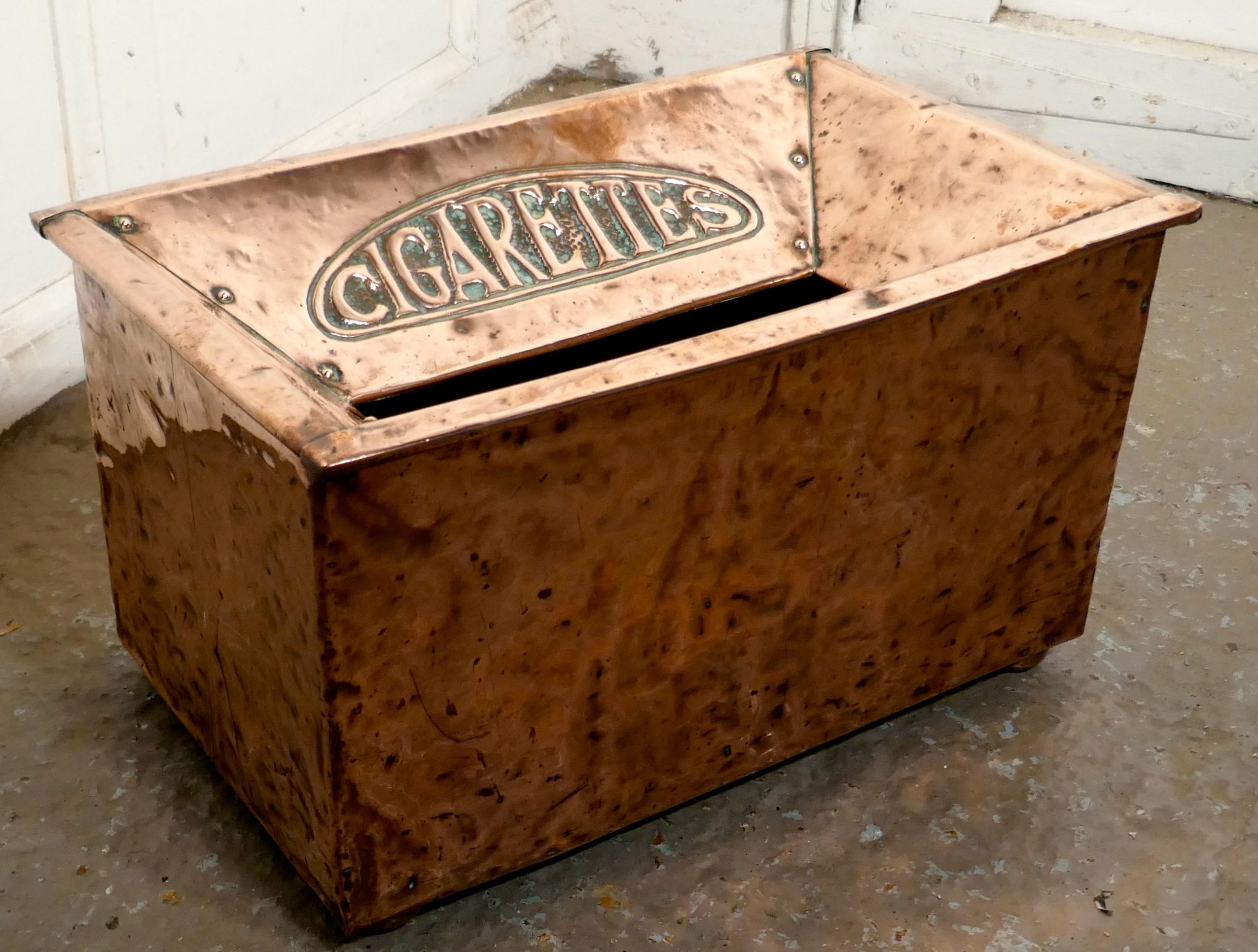 Late 19th Century Art Nouveau Vintage Beaten Copper Hotel Floor Ash Tray