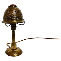 Art Nouveau Vintage Messing Kuppel Tischlampe Nachttischlampe um 1910 Frankreich