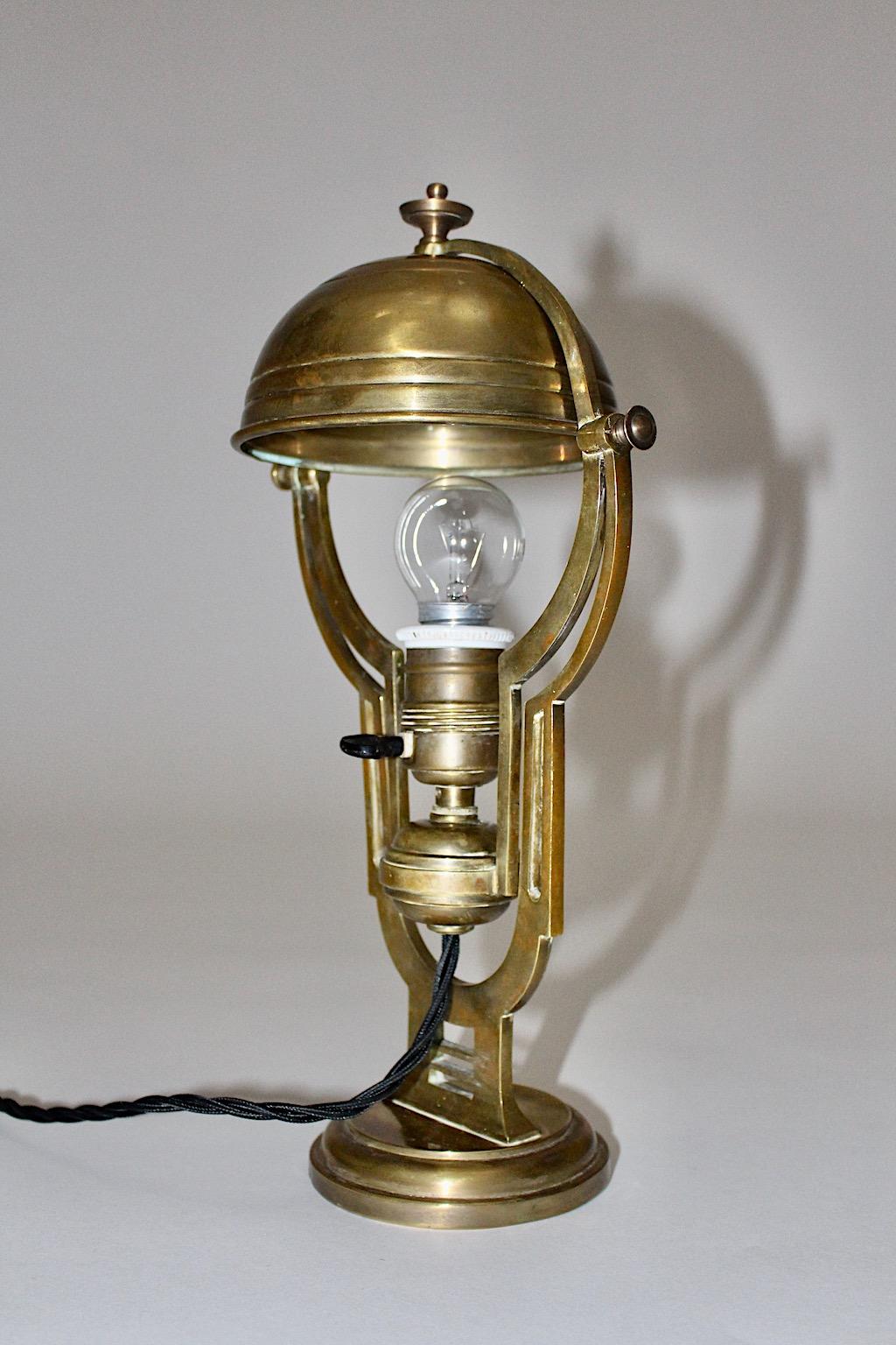 Early 20th Century Art Nouveau Vintage Brass Table Lamp, circa 1900, Austria