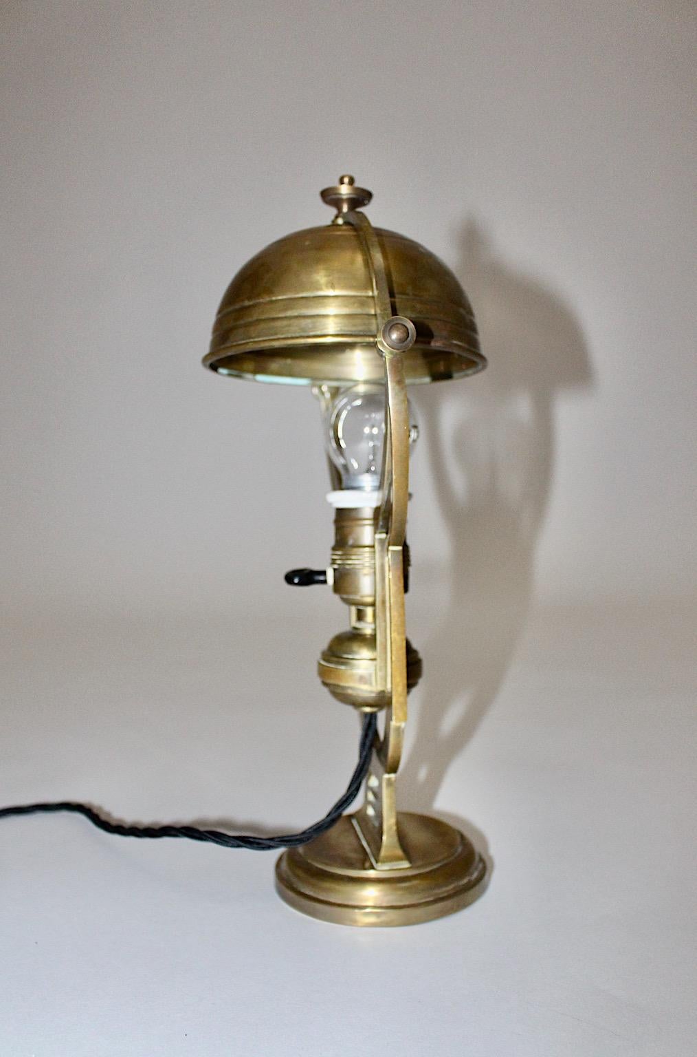 Art Nouveau Vintage Brass Table Lamp, circa 1900, Austria 1