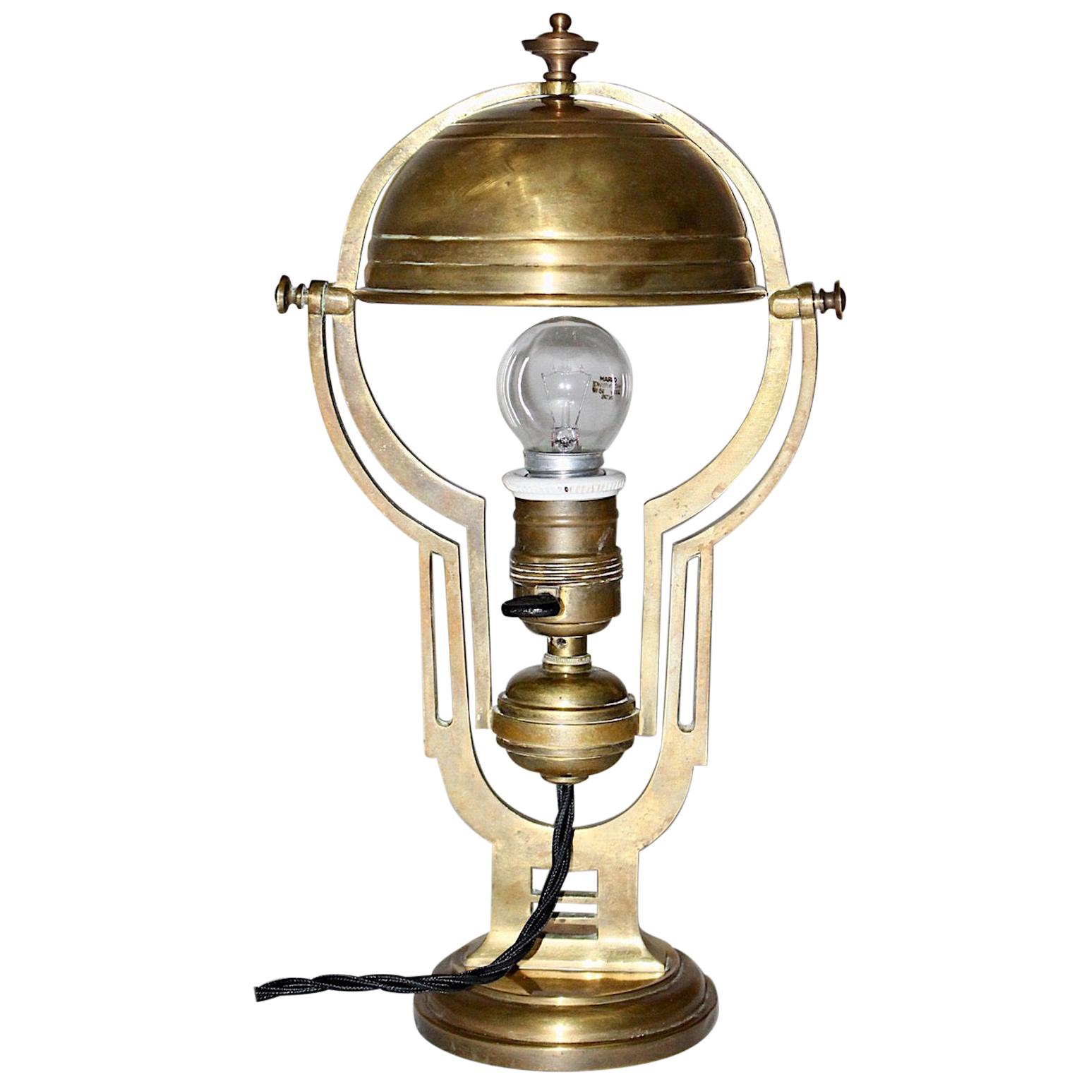 Art Nouveau Vintage Brass Table Lamp, circa 1900, Austria
