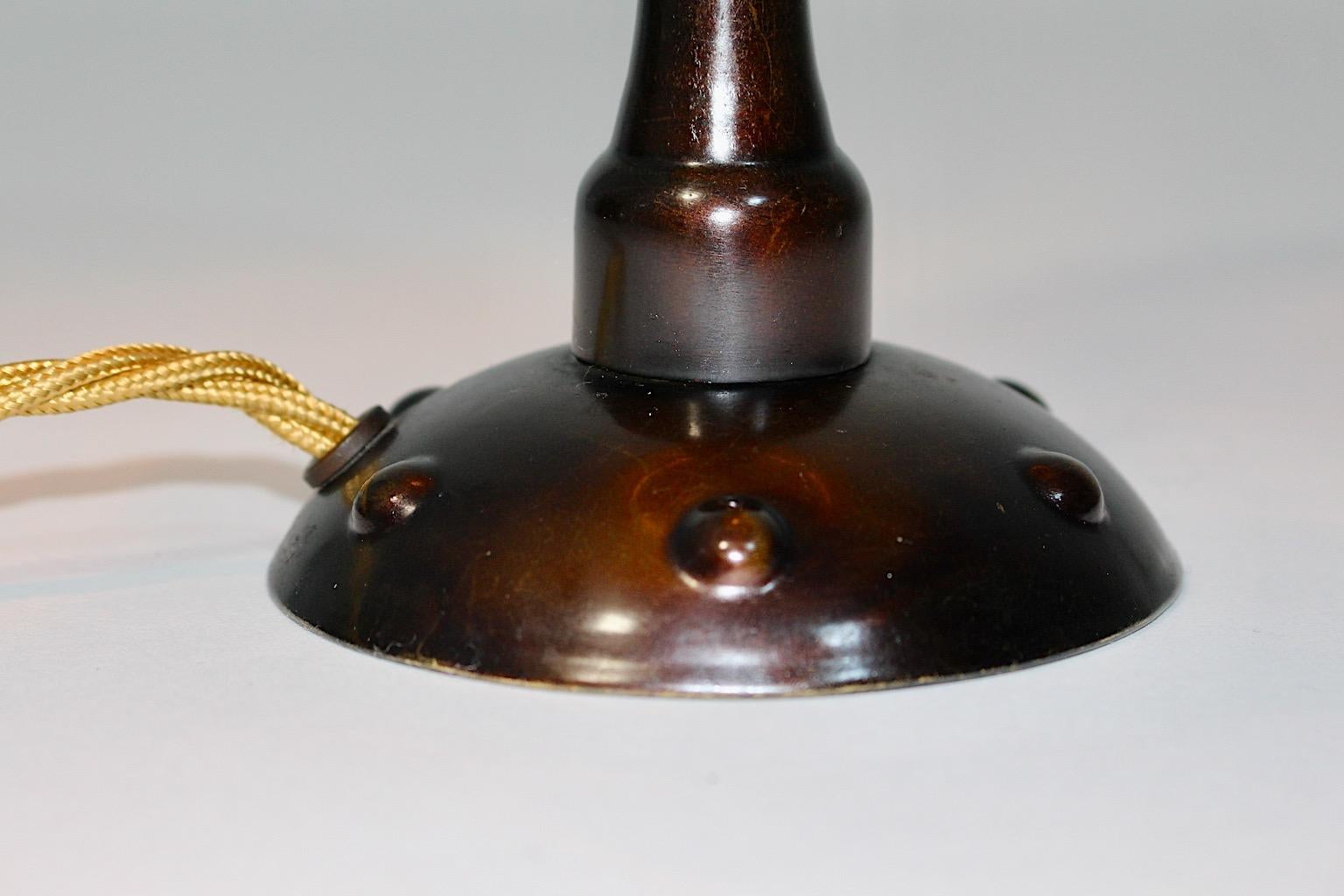 Art Nouveau Vintage Burnished Metal Amber Table Lamp Bedside Lamp c 1910 France For Sale 8