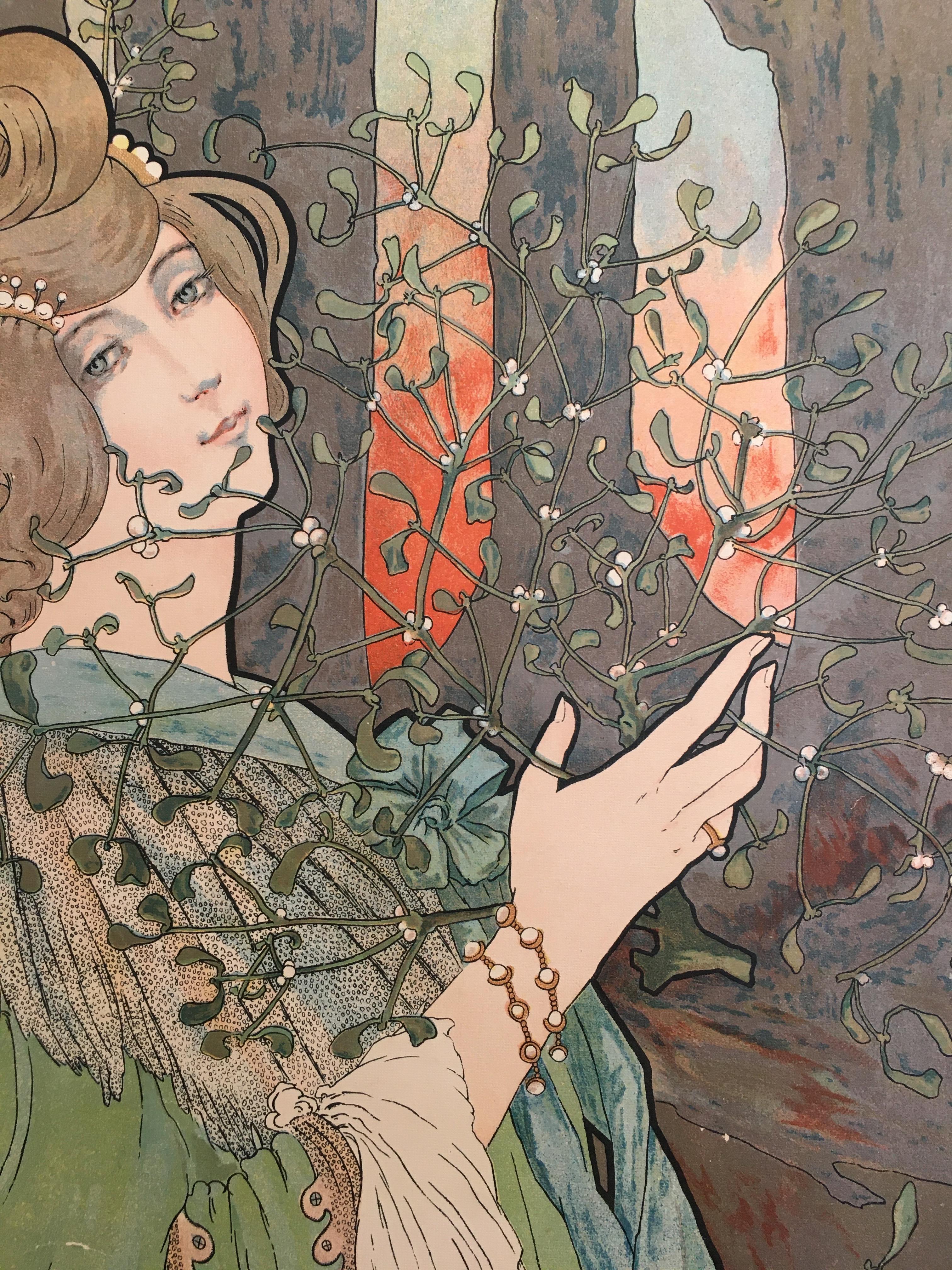 Französisches Jugendstil-Poster im Art nouveau-Stil, Leinenrückseite zur Konservierung im Angebot 1