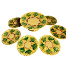 Art Nouveau Majolica One Centre piece/Fruit stand Six Plates Germany